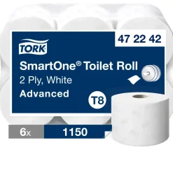 Toiletpapir Tork T8 Advanced 472242 - 2-lags 207m x 13,4cm Ø19,9cm hvid blandingsfibre - 6 stk