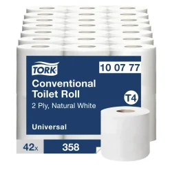 Toiletpapir Tork Universal T4 2-lags 45m 100777 Ubleget 353x118x198mm - 42 ruller