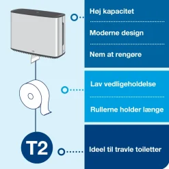 Toiletrulleholder Tork 460006 - Stål - T2 Mini Jumbo Toiletpapir