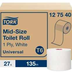 Toiletruller Tork 127540 Mid-Size T6 1-lags 135 meter - 27 ruller - 30 stk