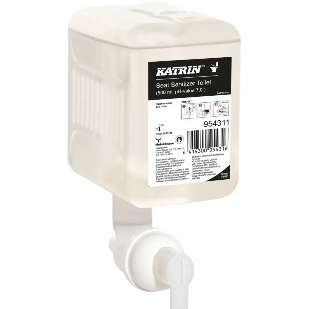 Toilet sæbe - Katrin Seat Sanitizer 954311 - Til rengøring af toiletsæde - 500 ml - 12 stk.