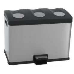 Toiletspand V-part stål og sort 3x12 l