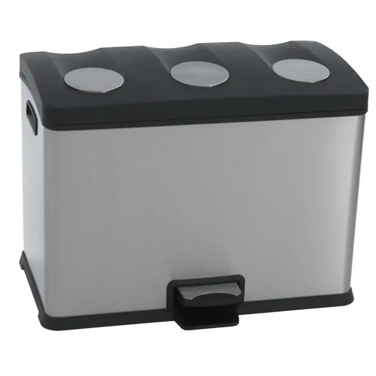Toiletspand V-part stål og sort 3x12 l
