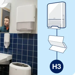 Tork Dispenser til håndklædeark H3 Mini 553100 hvid plast