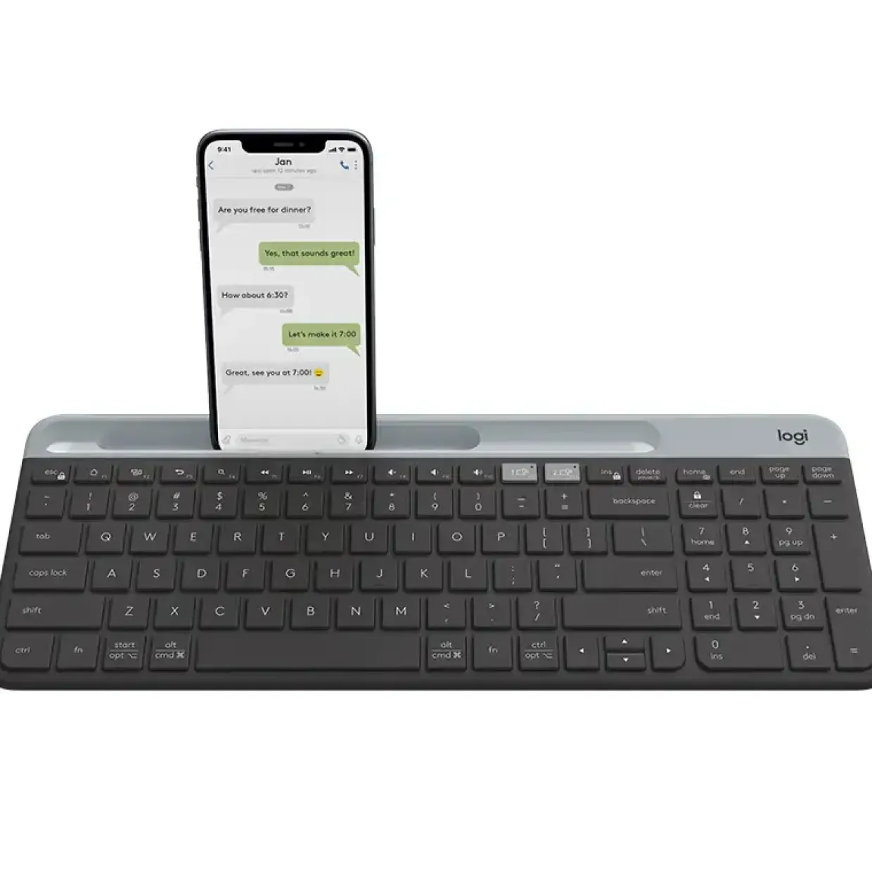 Trådløs mobilholder - Logitech K580 Slim Multi-Device Wireless Keyboard Graphite