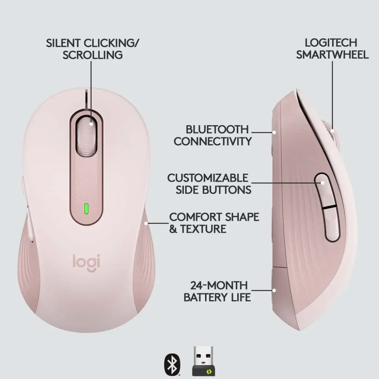 Trådløs mus Logitech Signature M650 Rose