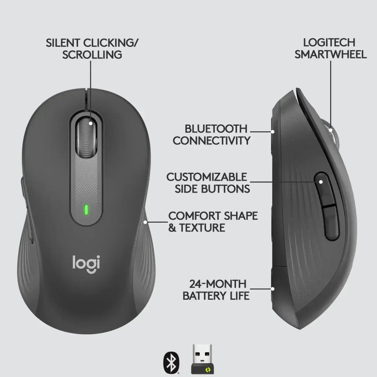 Trådløs mus Logitech Signature M650 Graphite