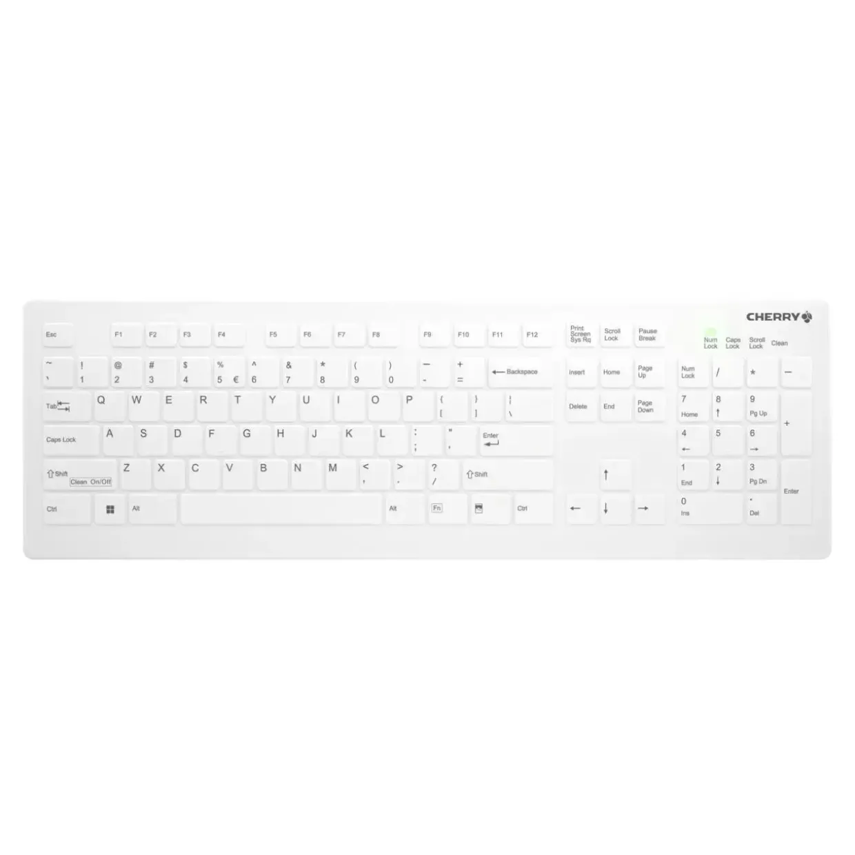 Trådløs tastatur Cherry Active Key Flat Profile Wireless Hygiene Desktop Keyboard hvid