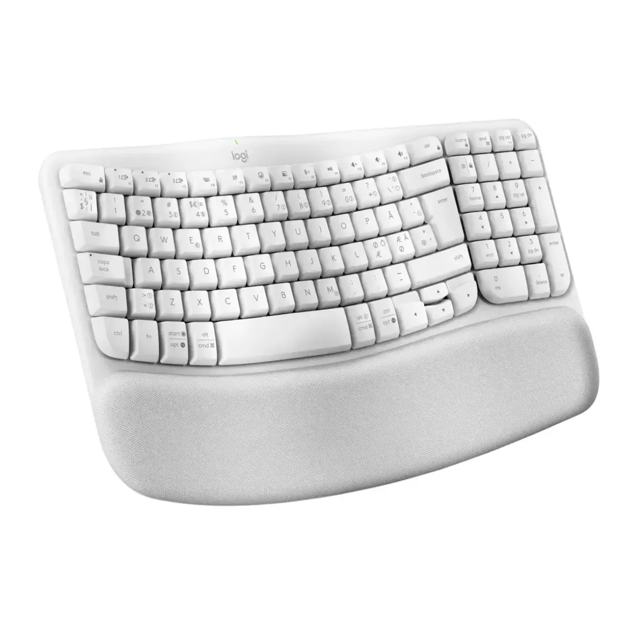 Trådløst tastatur ergonomisk Logitech Wave Keys Off-white (Nordic)