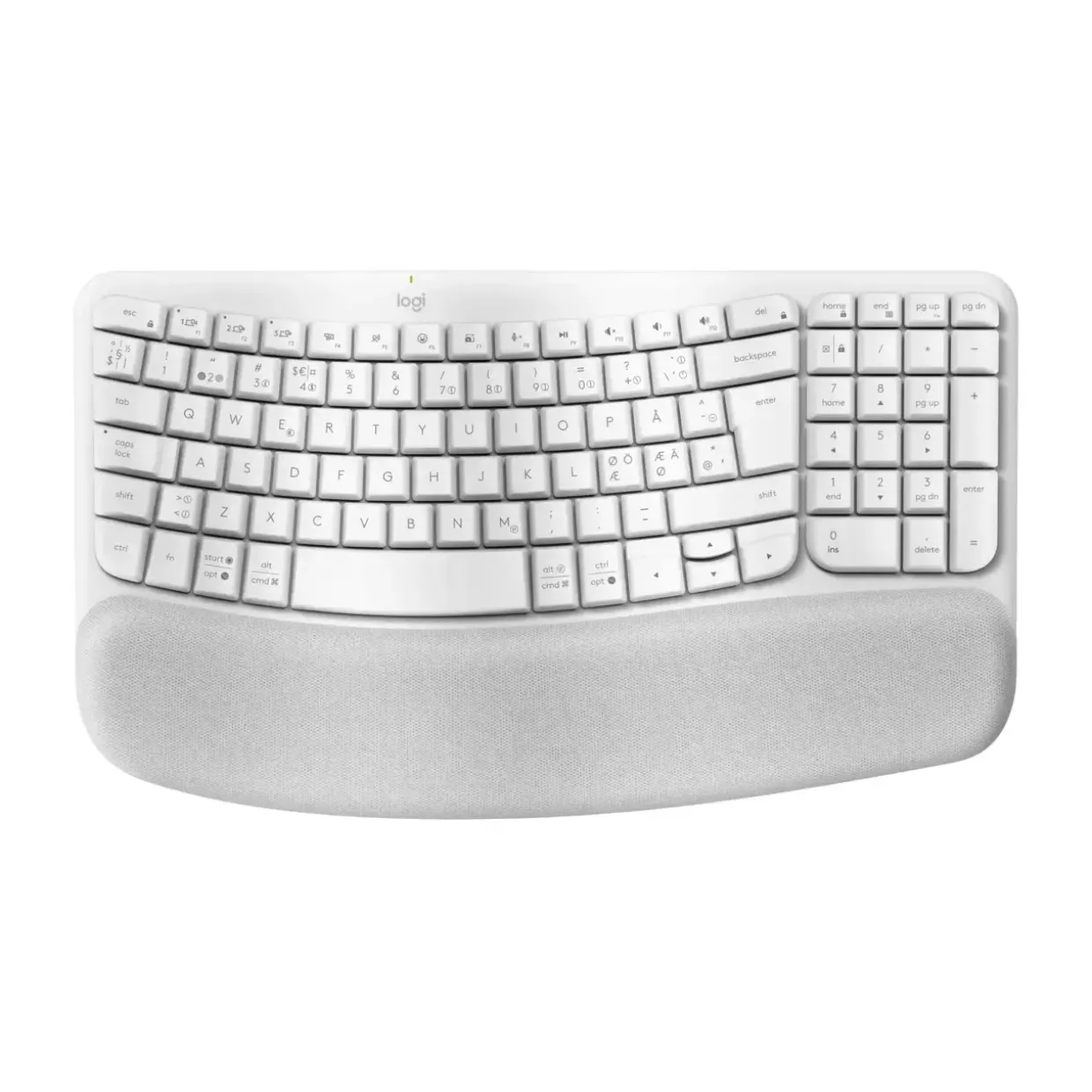 Trådløst tastatur ergonomisk Logitech Wave Keys Off-white (Nordic)