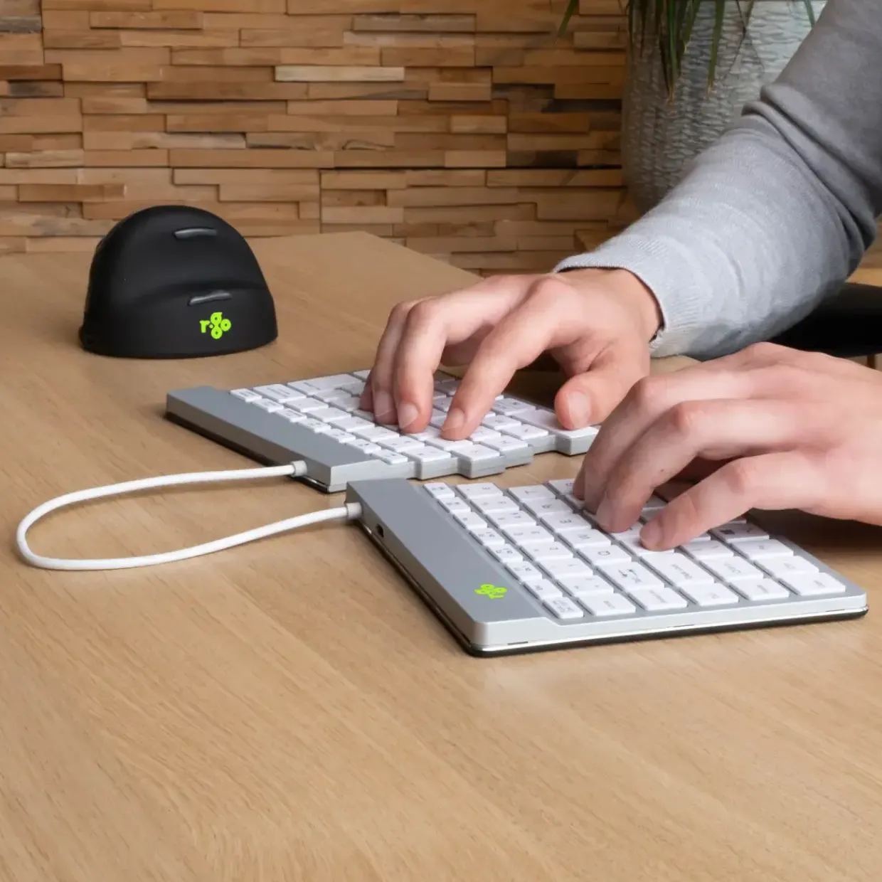 Trådløst tastatur ergonomisk R-Go Split Break White Nordic