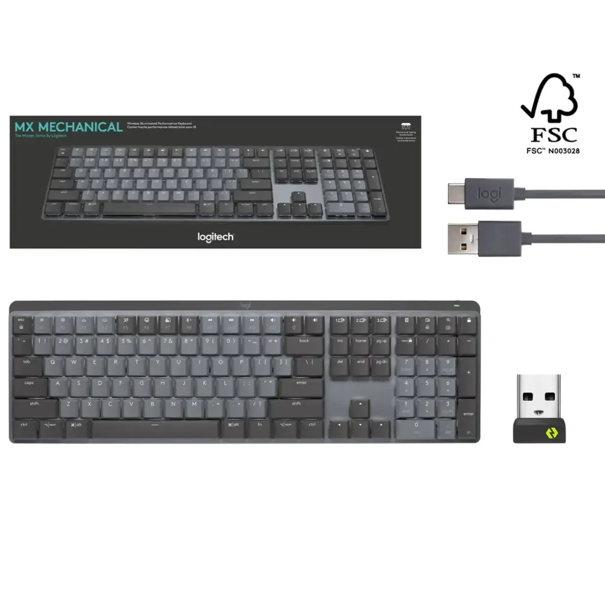Trådløst tastatur Logitech MX Mech. Wireless Illuminated Perf. Keyboard Linear, Graphit