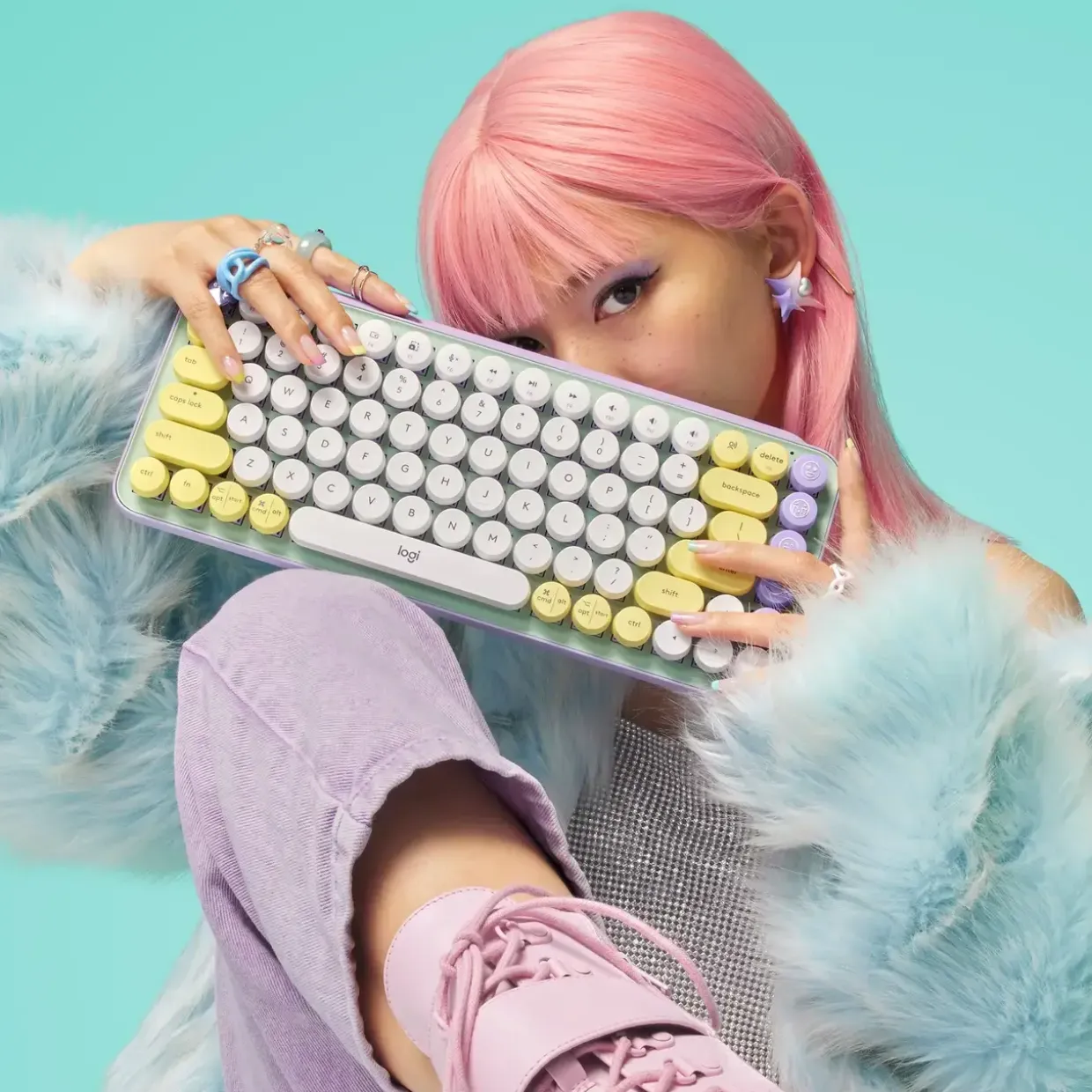 Trådløst Tastatur Logitech POP Keys - Wireless - Daydream Mint (Nordic)