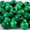 Træperler, dia. 12 mm, hulstr. 3 mm, grøn, 22g, ca. 40 stk.