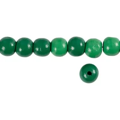 Træperler, dia. 12 mm, hulstr. 3 mm, grøn, 22g, ca. 40 stk.