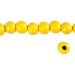 Træperler, dia. 12 mm, hulstr. 3 mm, gul, 22g, ca. 40 stk.