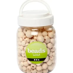 Træperler, dia. 8+10+12+15 mm, hulstr. 2-3 mm, kinesisk bærtræ, 175 g, 400ml