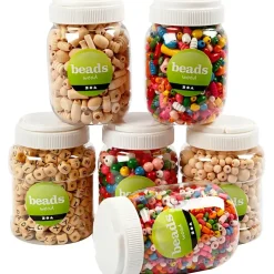 Træperler, dia. 5-25 mm, 1,2 kg, 6x400ml