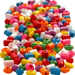 Træperler, diam. 5-8 mm, hulstr. 1.5 mm, ass. farver, 175 g, 400 ml/ 1 spand