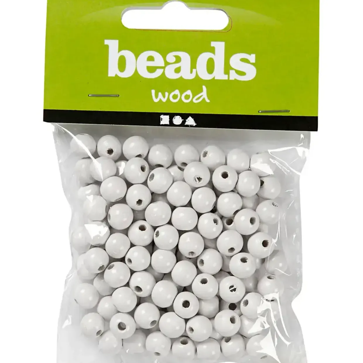 Træperler - hvid - 10 mm - hul 3 mm - 20 g - ca. 70 stk