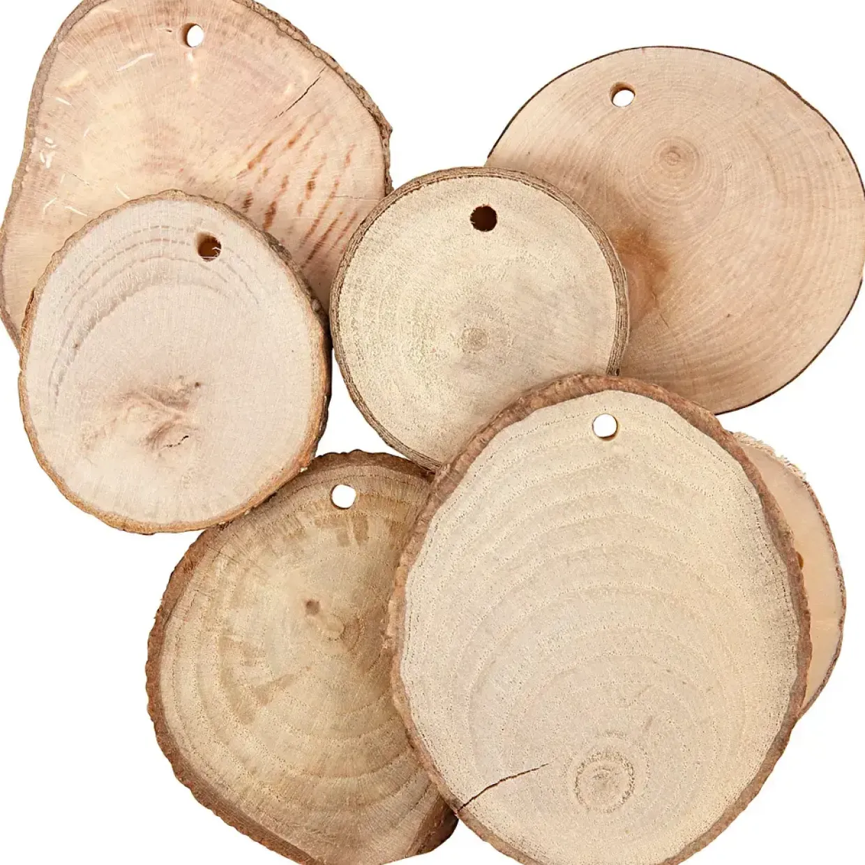 Træskiver diameter 5-7 cm tykkelse 5 mm - 25 stk