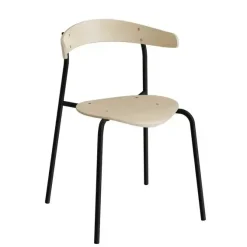 Træ Stol Olle, birk laminat med sort stel