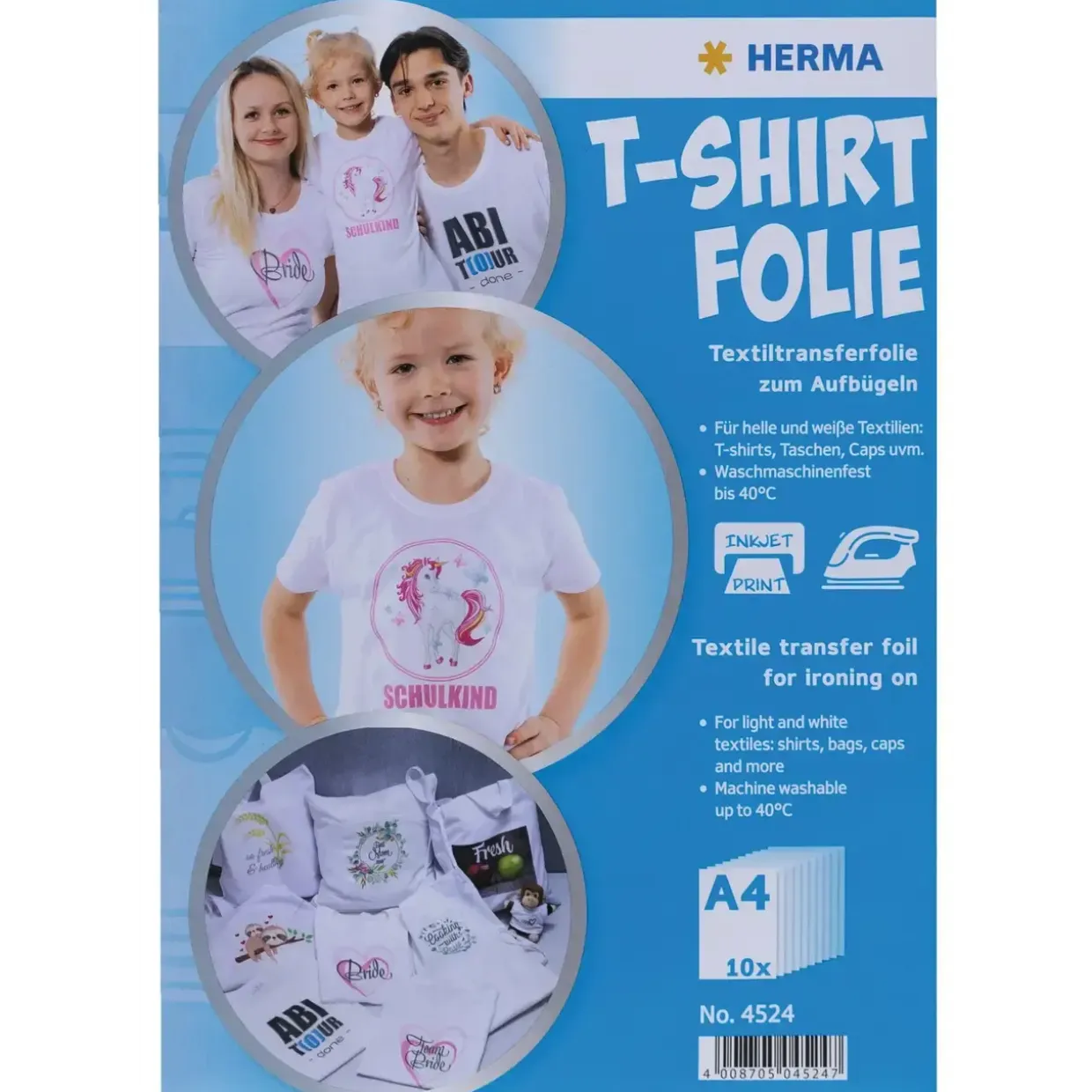 T-shirt transferfolie - Herma - til lyse tekstiler - A4 - 10 ark