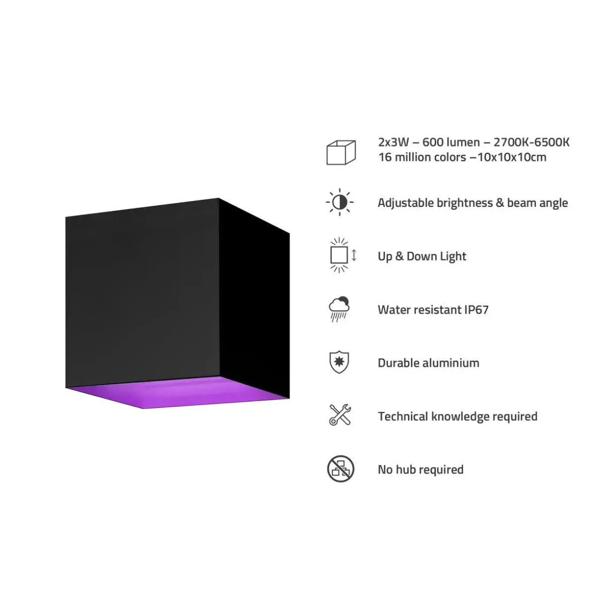 Udendørs væglampe Hombli Smart V2 Black