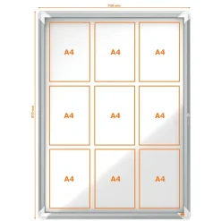 Udhængsskab Nobo glas indendørs 9xA4 hvid