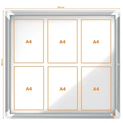 Udhængsskab Nobo glas udendørs 6xA4 hvid
