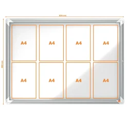Udhængsskab - Nobo - Glas - 8xA4 - Hvid - Magnetisk og låsbart