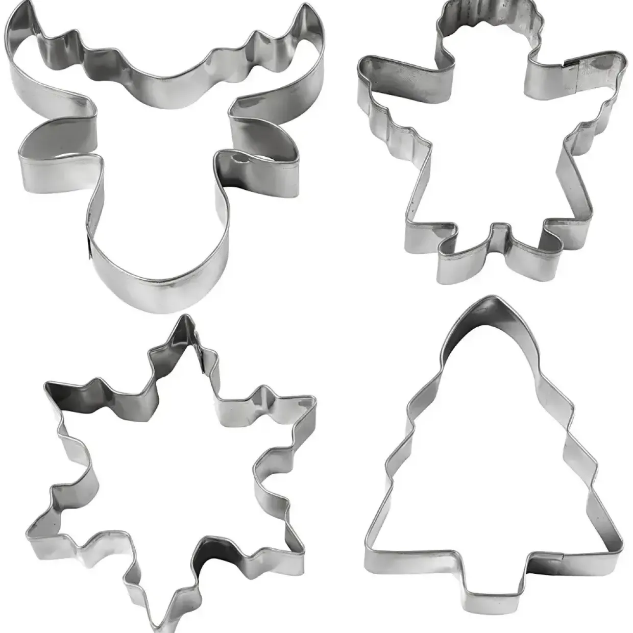 Udstiksforme, H: 8 cm, juletræ, engel, rensdyr, snekrystal, 4stk.