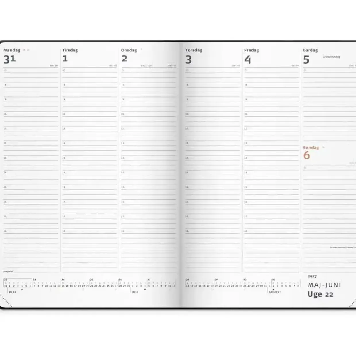 Ugekalender - City Diplomat - 177 x250mm - Højformat - Vinyl - Sort - 2027 - Mayland - 27194000