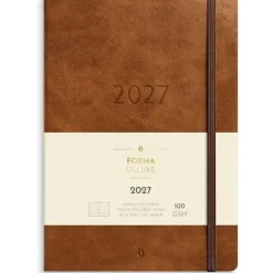 Ugekalender - Forma Deluxe - A5 - Højformat - Kunstskind - Brun - 2027 - Mayland - 27200800