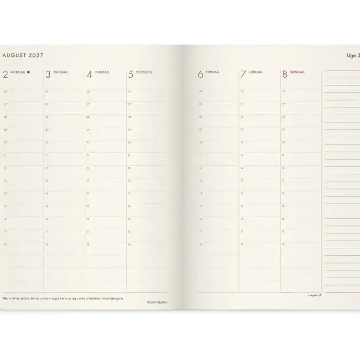 Ugekalender - Forma Deluxe - A5 - Højformat - Kunstskind - Brun - 2027 - Mayland - 27200800