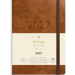 Ugekalender - Forma Deluxe - A6 - Tværformat - Kunstskind - Brun - 2027 - Mayland - 27201410