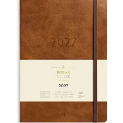 Ugekalender - Forma Deluxe - A5 - Tværformat - Kunstskind - Brun - 2027 - Mayland - 27200630