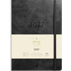 Ugekalender - Forma Deluxe - A5 - Tværformat - Kunstskind - Sort - Mayland - 27200620