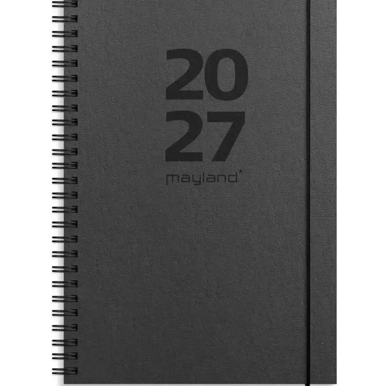 Ugekalender International - A5 - Tværformat - Spiral - Genbrugskarton - Sort - 2027 - Mayland - 27200700