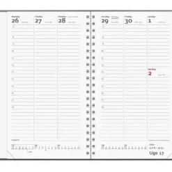 Ugekalender International - 100x175mm - Højformat - Spiral - Vinyl - Mørkegrå - 2027 - Mayland - 27088000
