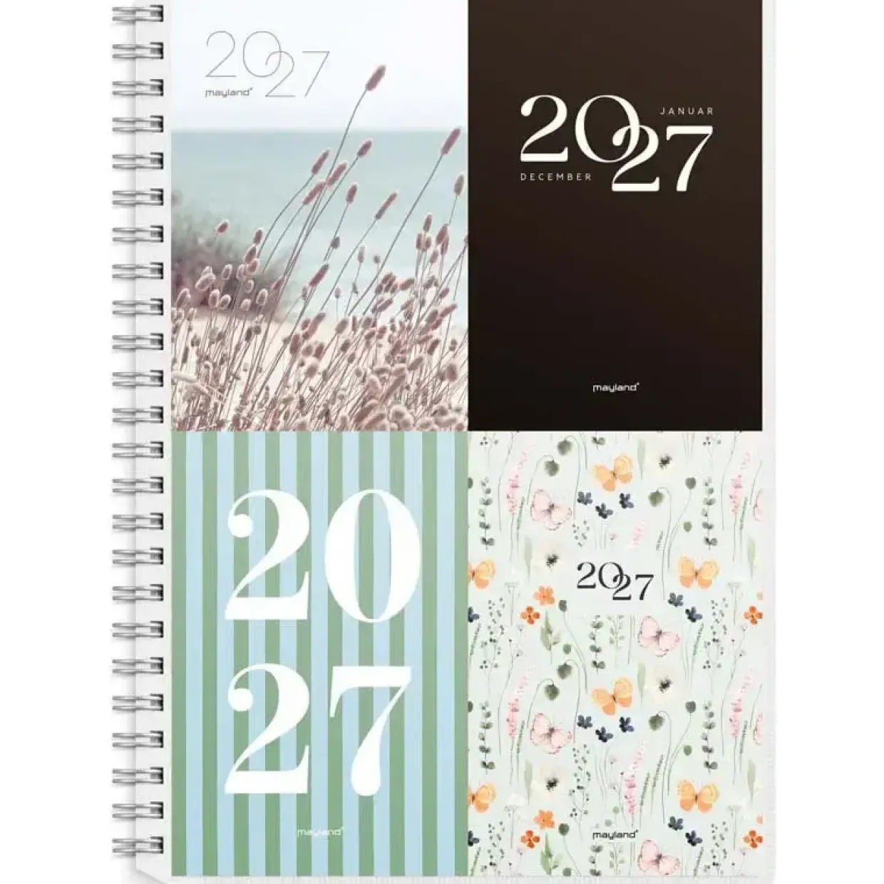 Ugekalender m/4 forside illu. - A5 - Højformat - Spiral - PP-plast - 2027 - Mayland - 27200400