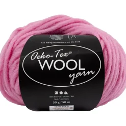 Uldgarn, L: 50 M, pind 8-9, lys pink, 50 g/ 1 ngl.