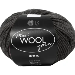 Uldgarn Maxi Wool længde 125 meter mørk grå melange | 100 gram