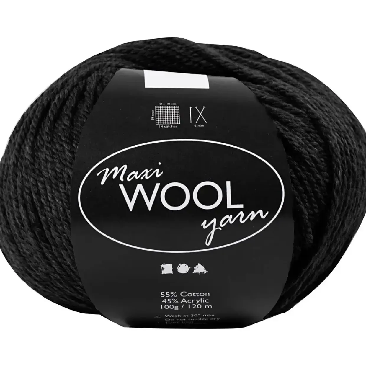 Uld garn Maxi Wool længde 125 meter sort | 100 gram