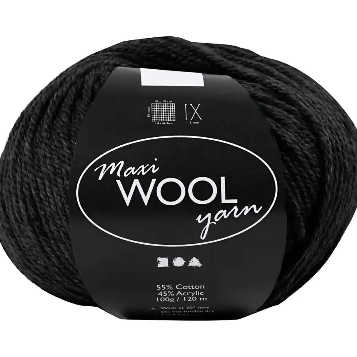 Uld garn Maxi Wool længde 125 meter sort | 100 gram