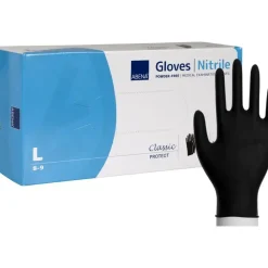 Undersøgelseshandske - ABENA Classic Protect - Nitril - Sort - L - 200 stk
