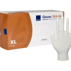 Undersøgelseshandske, ABENA Classic, XL, hvid, nitril, pudderfri - 200 stk