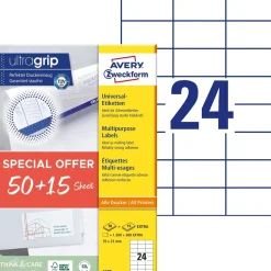 Universaletiketter - Avery 6605 - 70x37 mm - 1560 stk - Promotion