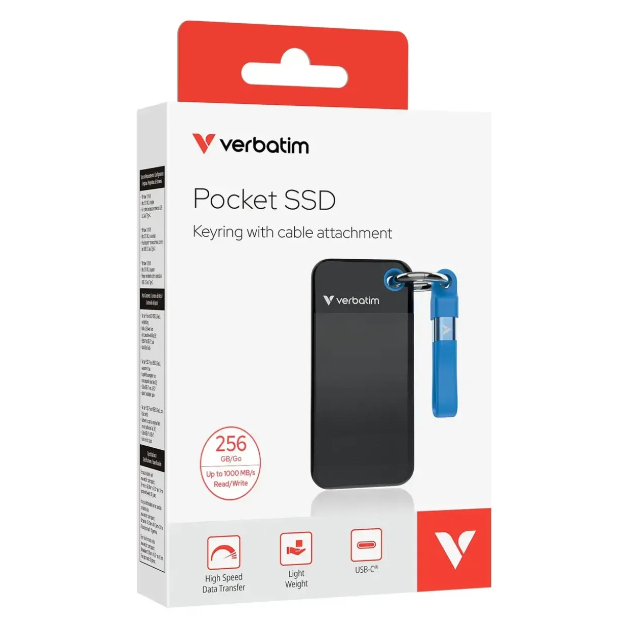 USB Verbatim USB 3.2 Gen 2 256GB Pocket SSD, Sort/Blå