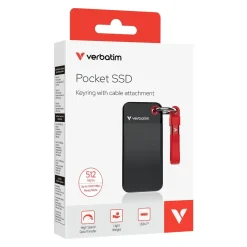 USB Verbatim USB 3.2 Gen 2 512GB Pocket SSD, Sort/Rød